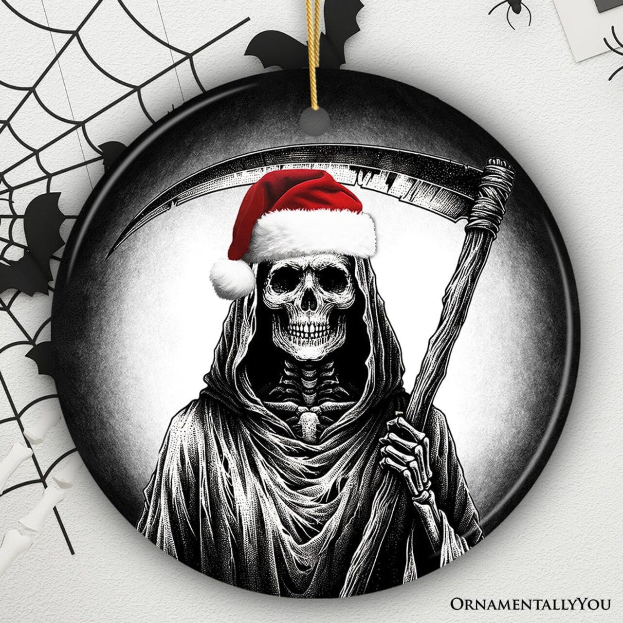 Haunting Santa Grim Reaper Ornament, Spooky Christmas Decor for Unique Halloween Tree Gift